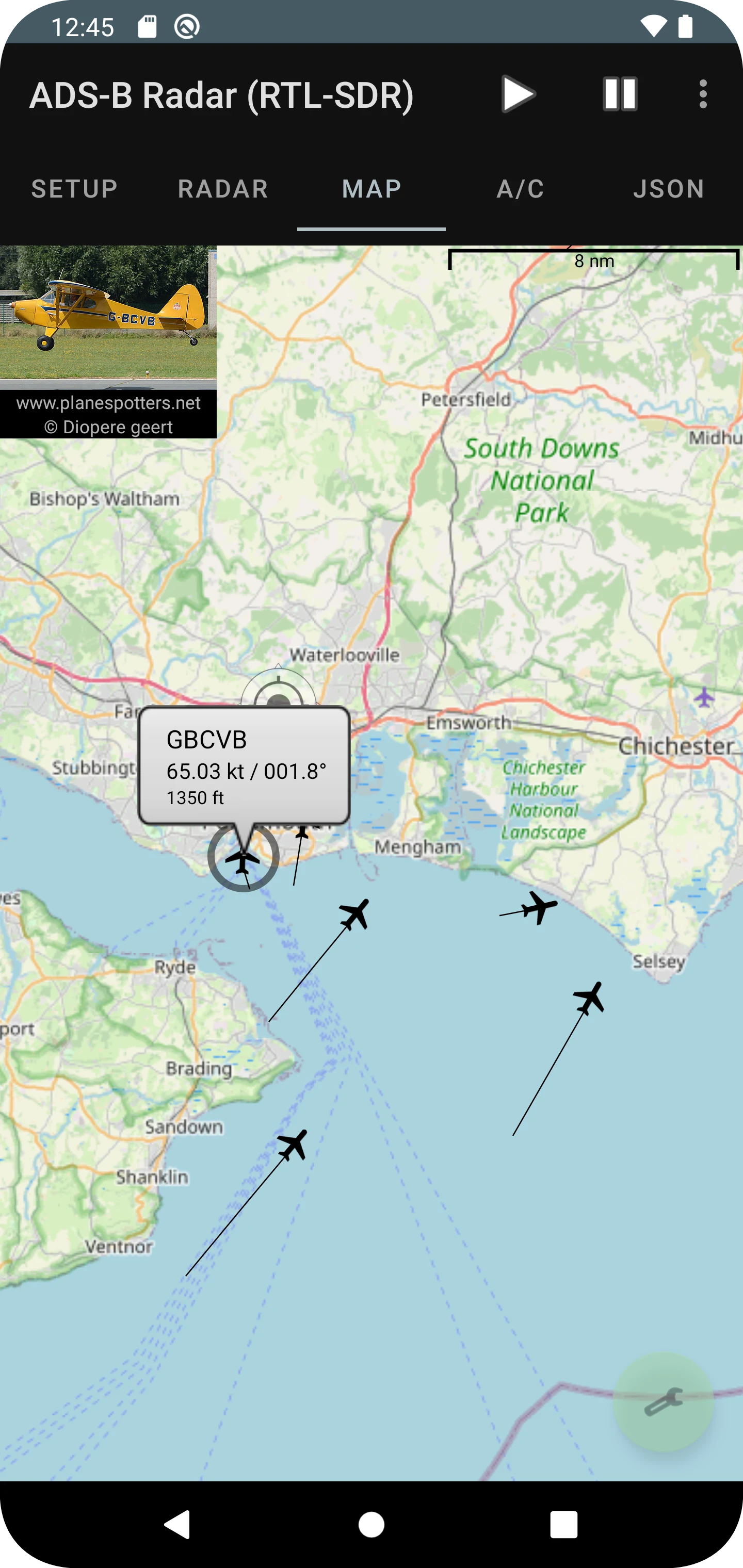 ADS-B Radar (RTL-SDR) screenshot