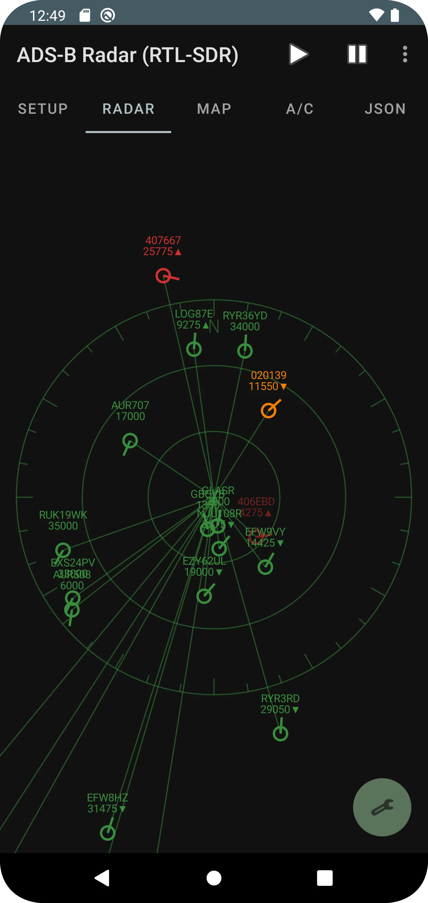 ADS-B Radar (RTL-SDR) screenshot