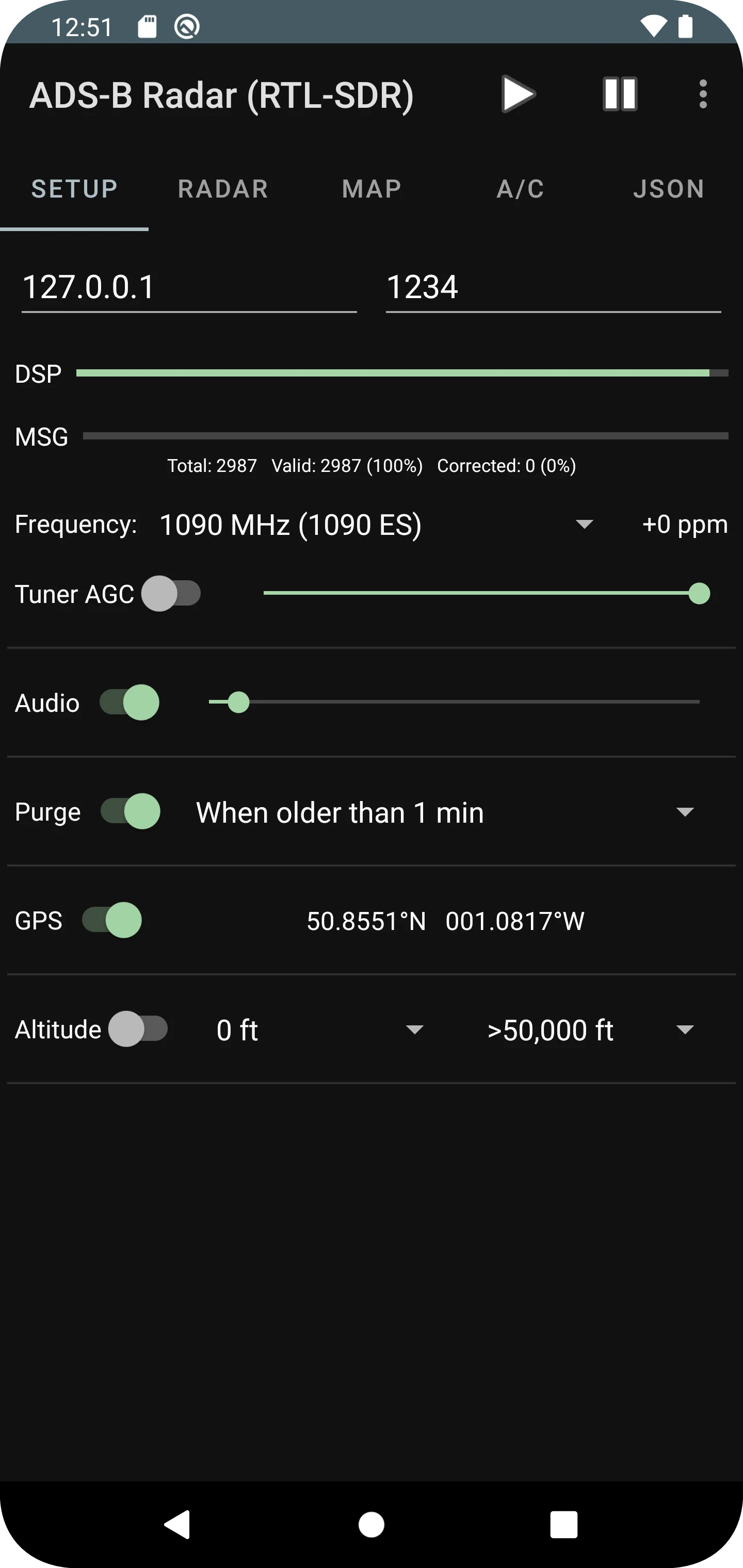 ADS-B Radar (RTL-SDR) screenshot